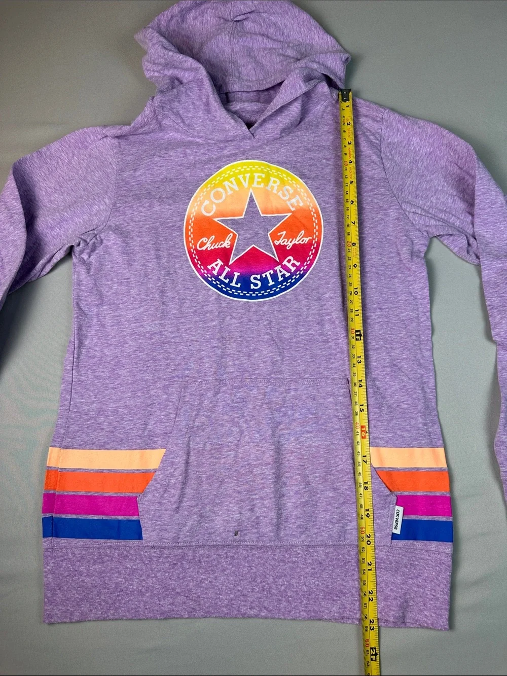 Converse Girls Long Sleeve Hooded Shirt Kids Purple Hoodie Size Large
